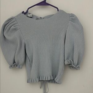 Zara light blue Puff Sleeve Top